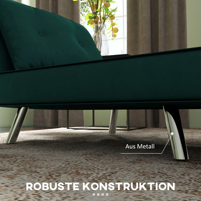 Sleeper Chair, Single Sofa with Bed Function, Folding Chair, Guest Bed with Pillow, Upholstered Sofa in Velvet Look for Bedroom, Living Room, 77 x 88 x 83 cm, Dark Green