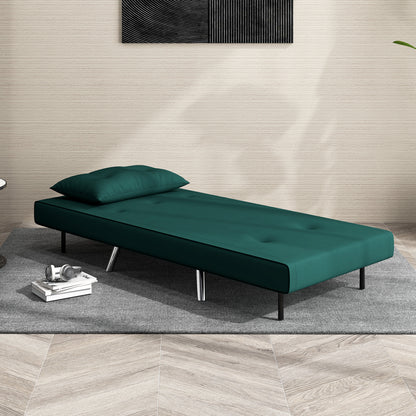 Sleeper Chair, Single Sofa with Bed Function, Folding Chair, Guest Bed with Pillow, Upholstered Sofa in Velvet Look for Bedroom, Living Room, 77 x 88 x 83 cm, Dark Green