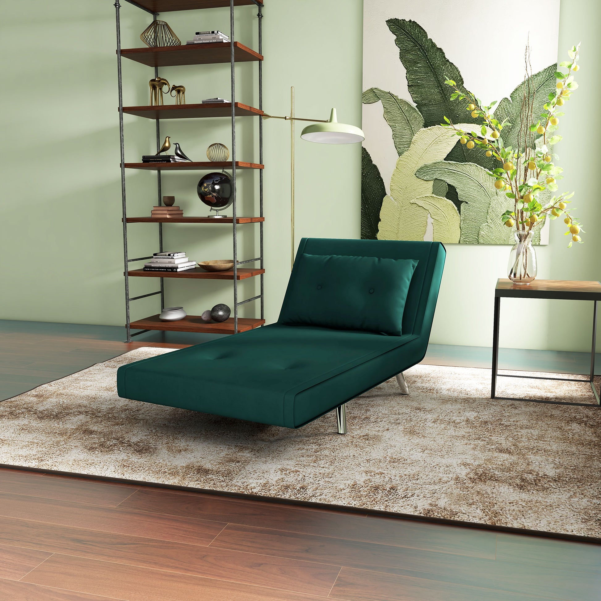 Sleeper Chair, Single Sofa with Bed Function, Folding Chair, Guest Bed with Pillow, Upholstered Sofa in Velvet Look for Bedroom, Living Room, 77 x 88 x 83 cm, Dark Green