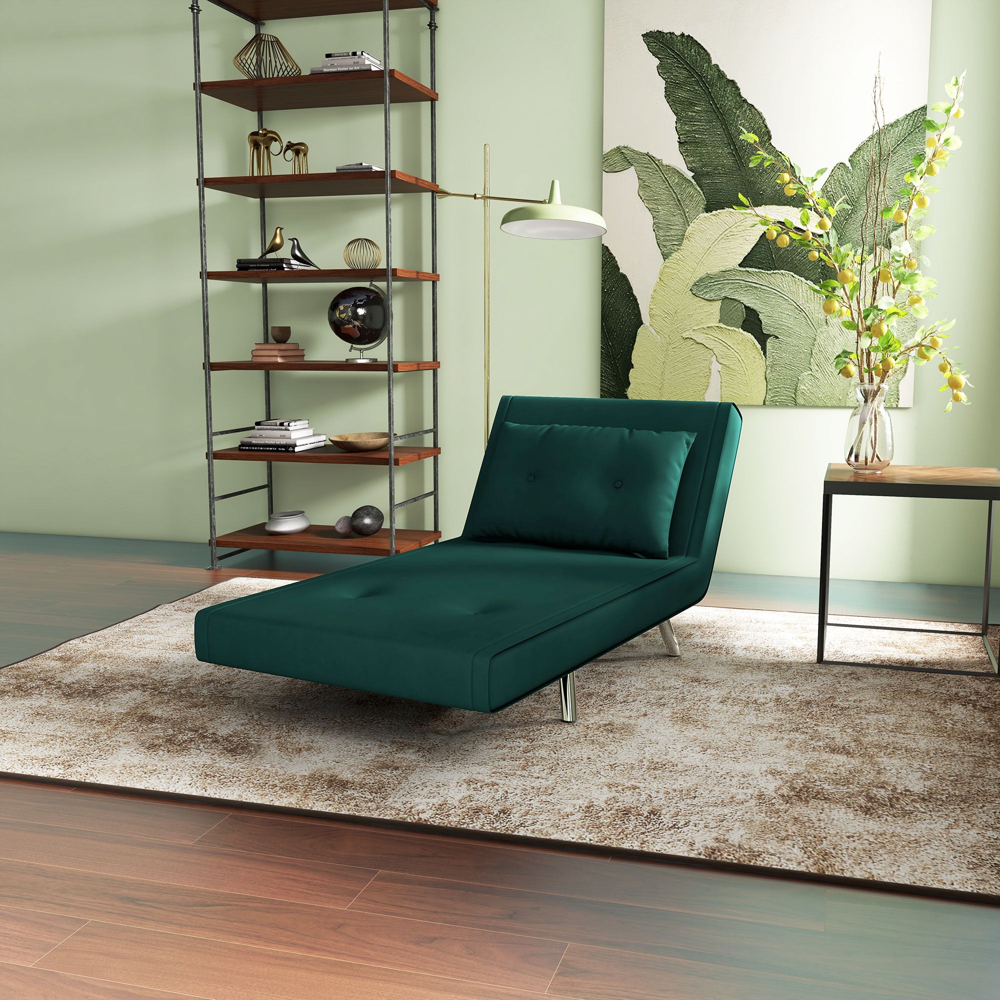 Sleeper Chair, Single Sofa with Bed Function, Folding Chair, Guest Bed with Pillow, Upholstered Sofa in Velvet Look for Bedroom, Living Room, 77 x 88 x 83 cm, Dark Green