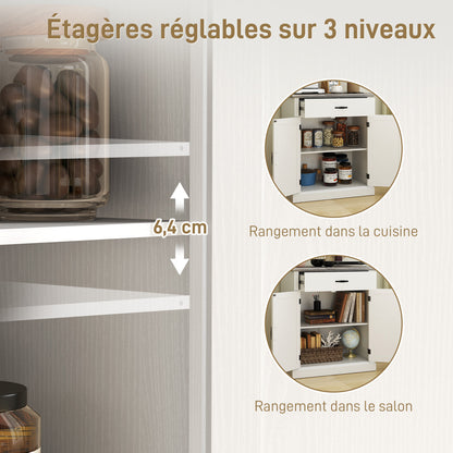 Modern Style Living Room Buffet Storage Cabinet with 2 Doors, Drawer, and Adjustable Shelf - Dining and Living Room Buffet, 75.2 x 40 x 91.5 cm, White