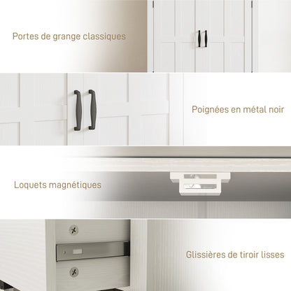 Modern Style Living Room Buffet Storage Cabinet with 2 Doors, Drawer, and Adjustable Shelf - Dining and Living Room Buffet, 75.2 x 40 x 91.5 cm, White