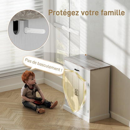 Modern Style Living Room Buffet Storage Cabinet with 2 Doors, Drawer, and Adjustable Shelf - Dining and Living Room Buffet, 75.2 x 40 x 91.5 cm, White