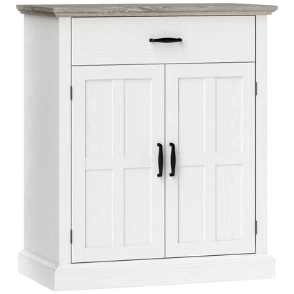 Modern Style Living Room Buffet Storage Cabinet with 2 Doors, Drawer, and Adjustable Shelf - Dining and Living Room Buffet, 75.2 x 40 x 91.5 cm, White