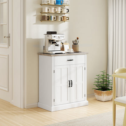 Modern Style Living Room Buffet Storage Cabinet with 2 Doors, Drawer, and Adjustable Shelf - Dining and Living Room Buffet, 75.2 x 40 x 91.5 cm, White