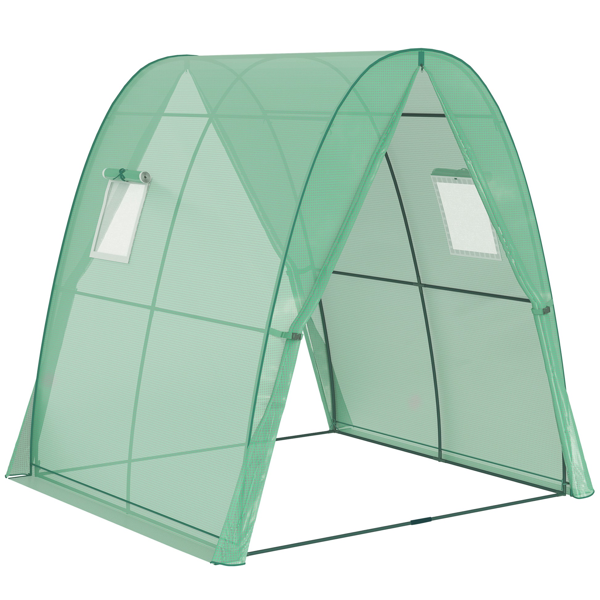 Greenhouse with Roll-Up Door, 2 Windows, Winterproof Steel Frame Greenhouse for Balcony, Garden, Tomato House 180 x 180 x 200 cm, Tomato Greenhouse for Tomatoes, Vegetables, Flowers, Green
