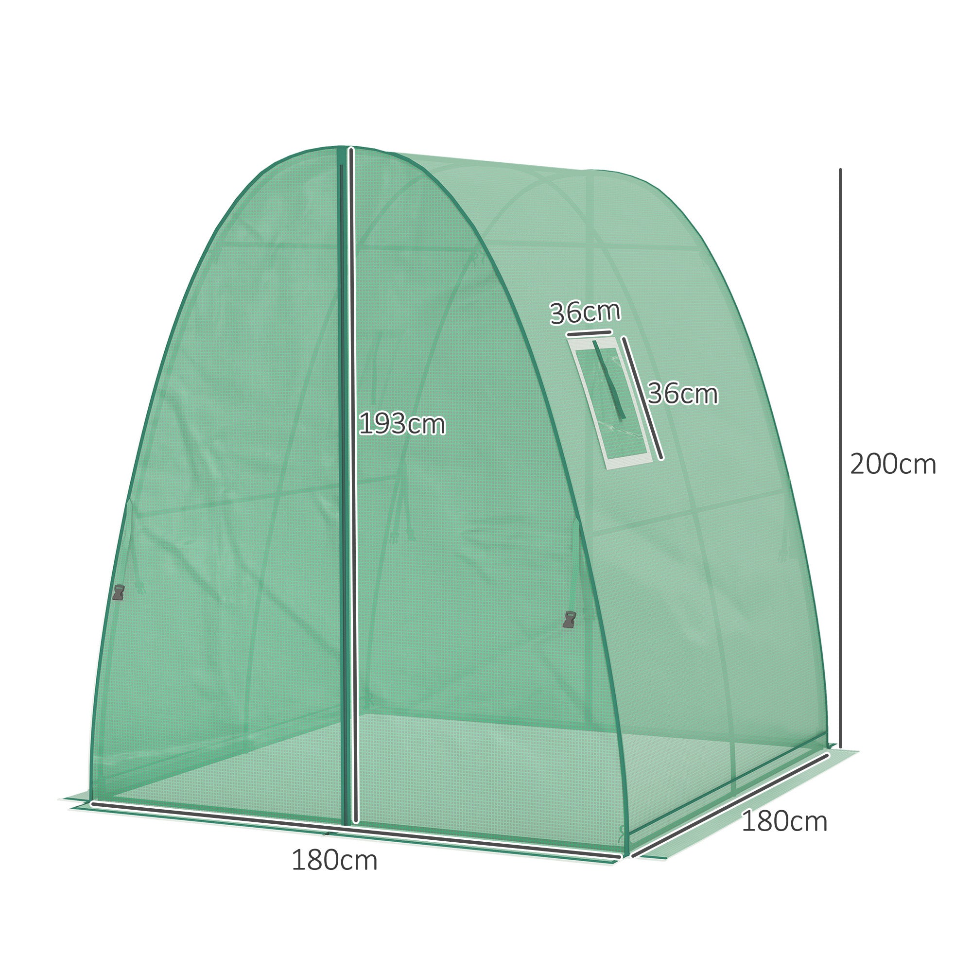 Greenhouse with Roll-Up Door, 2 Windows, Winterproof Steel Frame Greenhouse for Balcony, Garden, Tomato House 180 x 180 x 200 cm, Tomato Greenhouse for Tomatoes, Vegetables, Flowers, Green
