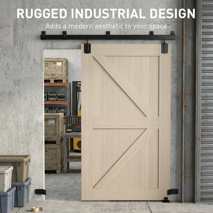 72 in Sliding Door Hardware Kit, Carbon Steel Track with UV Protection for Single Doors, Black