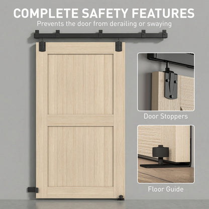 72 in Sliding Door Hardware Kit, Carbon Steel Track with UV Protection for Single Doors, Black