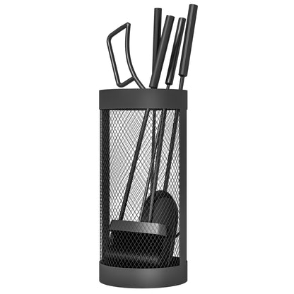 5-Piece Fireplace Tool Set Fireplace Accessories with Broom, Shovel, Tongs, Poker, and Basket, Metal, Black