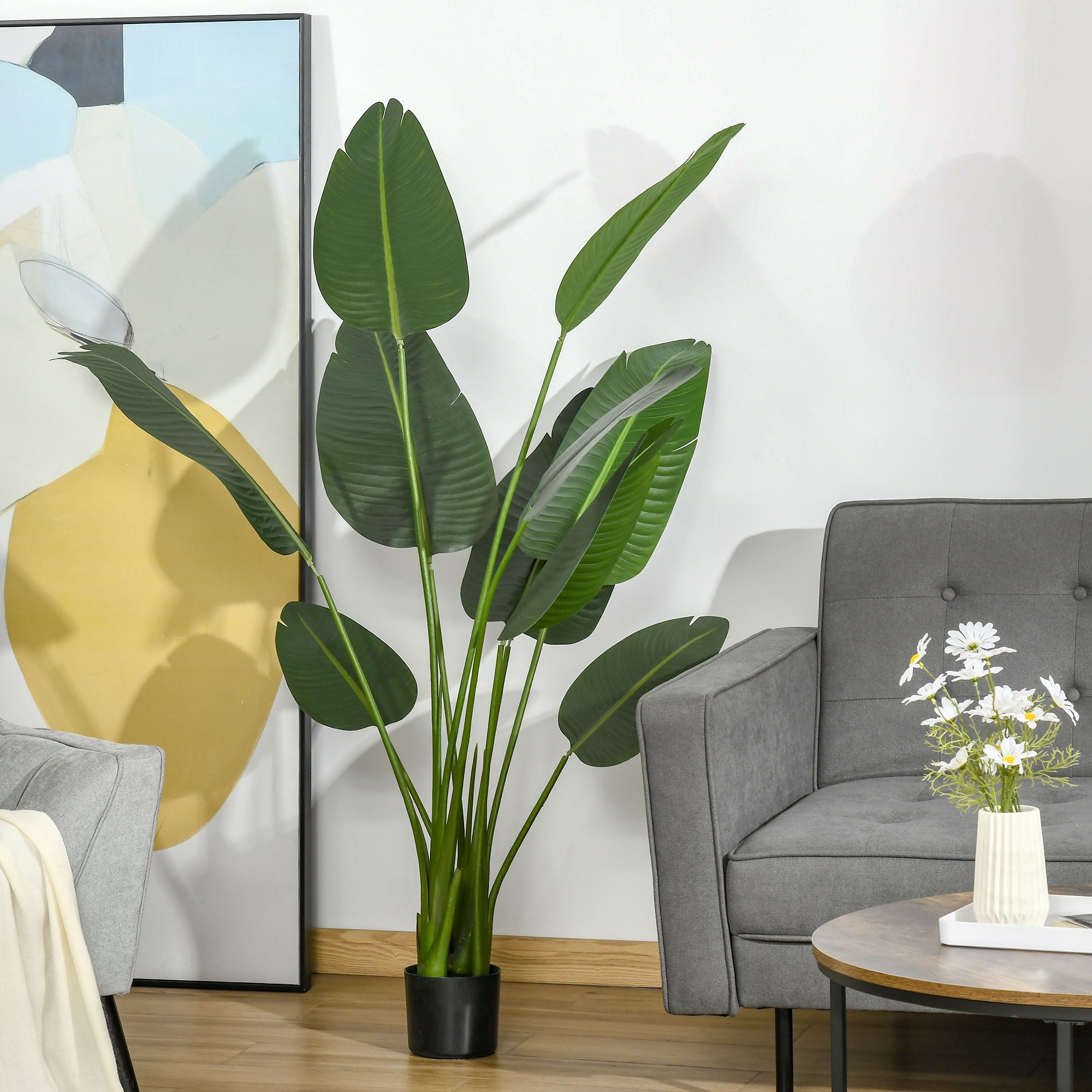 160 cm Artificial Banana Plant with Pot and 10 Realistic Leaves Synthetic Tropical Plant for Indoor and Outdoor Decoration Office Home Green