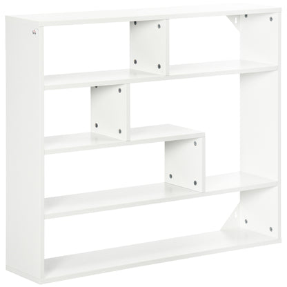 4-Tier Wall Shelf Floating Shelf with 7 Open Compartments for Living Room Bedroom Office Modern Style 94x19.5x80 cm White