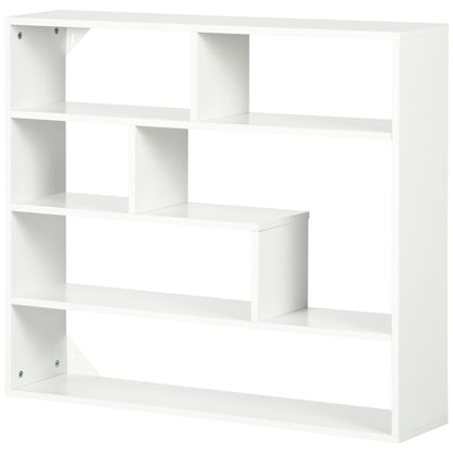 4-Tier Wall Shelf Floating Shelf with 7 Open Compartments for Living Room Bedroom Office Modern Style 94x19.5x80 cm White