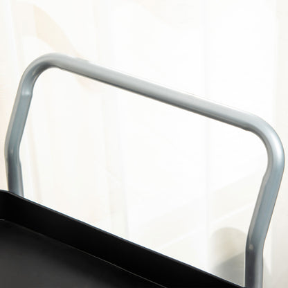 2-Tier Serving Trolley with Handles and Swivel Wheels, Metal Storage Trolley for Kitchen Living Room, 63x40.4x83.5cm, Black