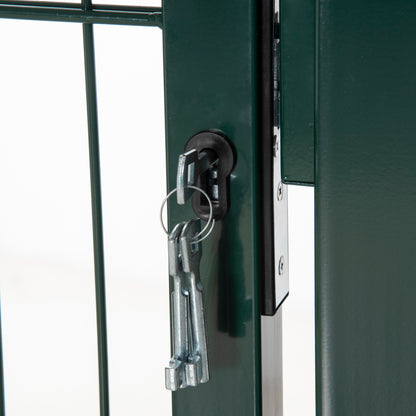 Garden Gate Steel Fence Gate Yard Door with Handle Lock and Keys 97 x 150 cm Green