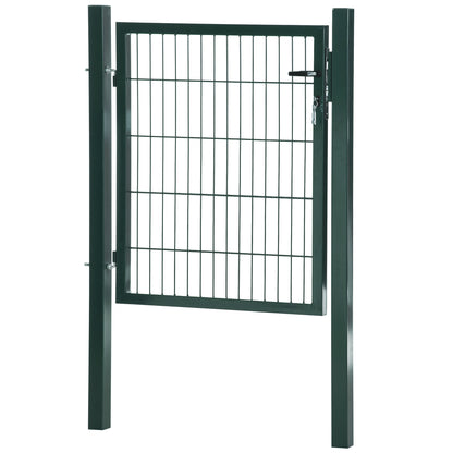 Garden Gate Steel Fence Gate Yard Door with Handle Lock and Keys 97 x 150 cm Green