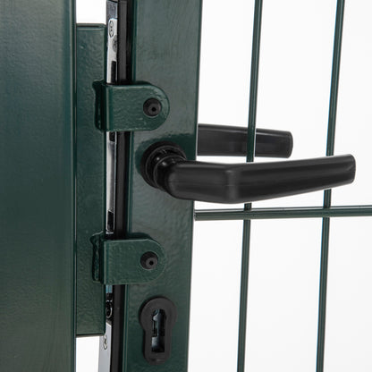 Garden Gate Steel Fence Gate Yard Door with Handle Lock and Keys 97 x 150 cm Green
