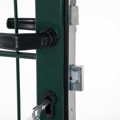 Garden Gate Steel Fence Gate Yard Door with Handle Lock and Keys 97 x 150 cm Green