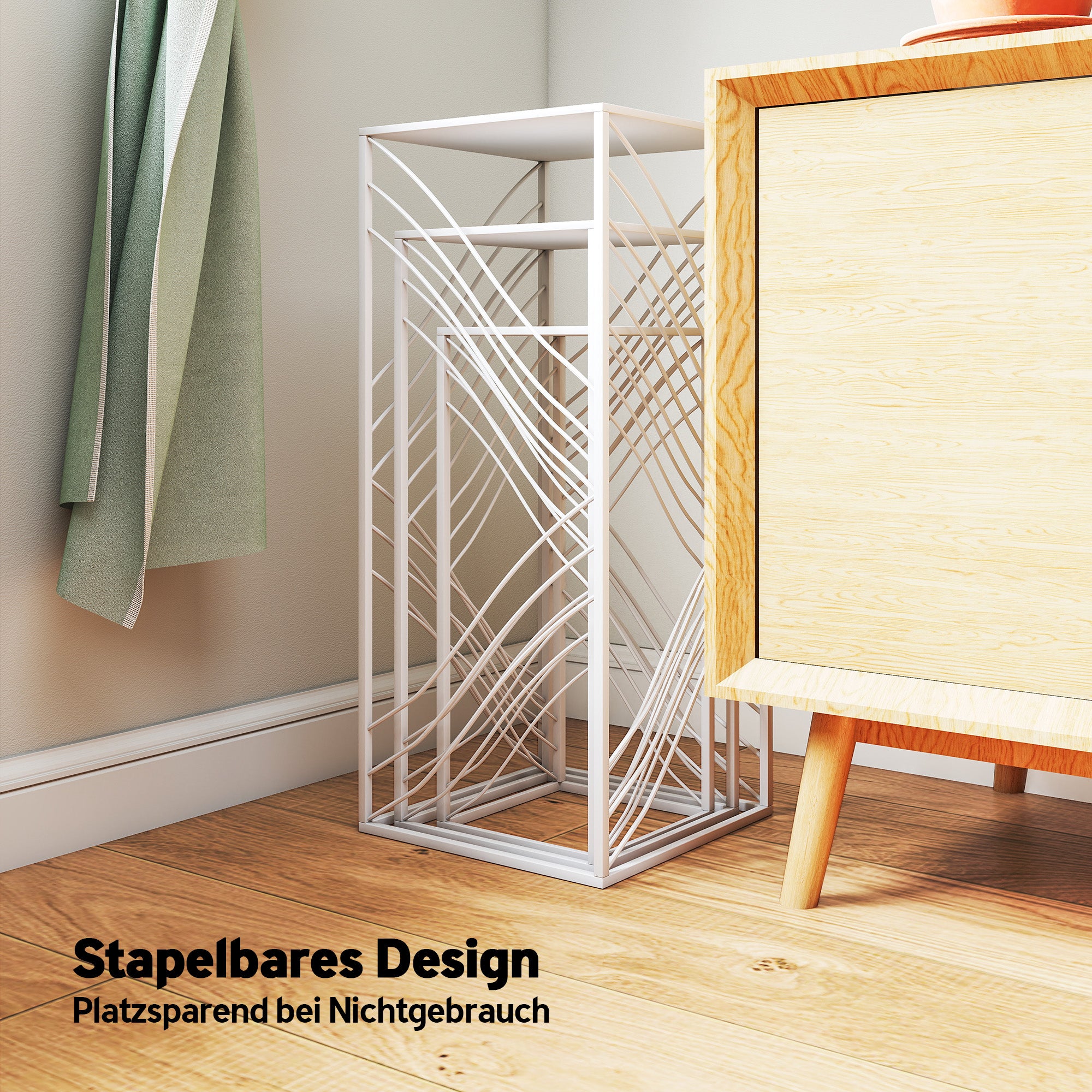 3-Piece Stackable Plant Stand Set — Powder-Coated Metal, White; Heights 19.7"/23.6"/27.6" (50/60/70 cm), Load Capacity up to 66/44/22 lb