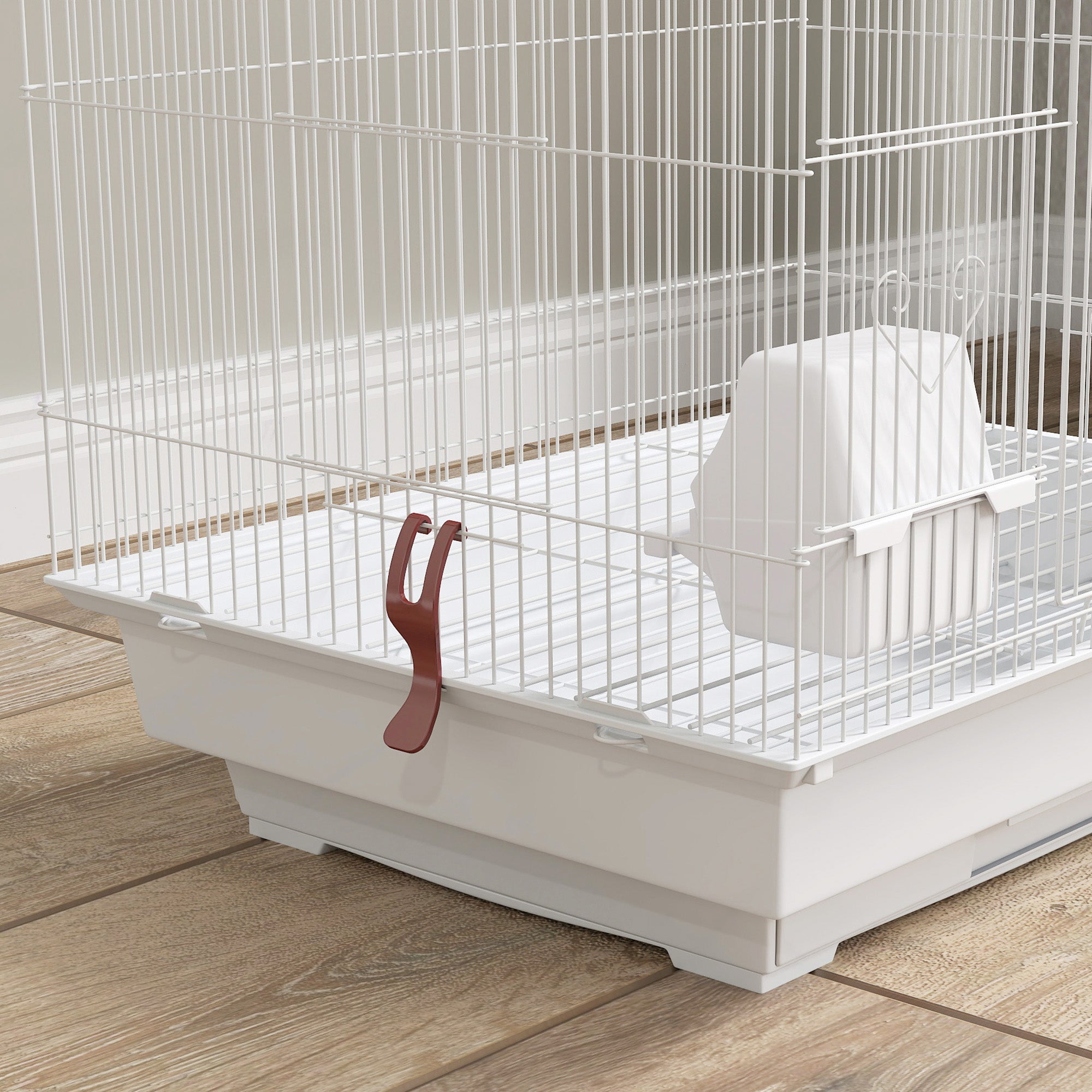 Bird Cage Aviary with Multiple Doors 4 Feeders 3 Perches Swing Ladders and Removable Tray for Parrots Canaries Parakeets 46x36x100 cm White