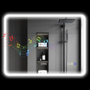 Bathroom Mirror with LED Light Bluetooth 80x60 cm Wall Mirror with 3 Light Colors Anti-fog Function Memory Function Touch Switch IP44