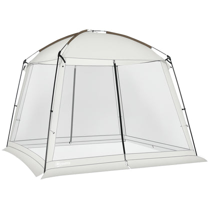 Garden Tent 3x3 m Gazebo for 6-8 People with 4 Mosquito Nets and 2 Doors UV50+ Protection and Transport Bag Camping Tent for Patio Outdoor White