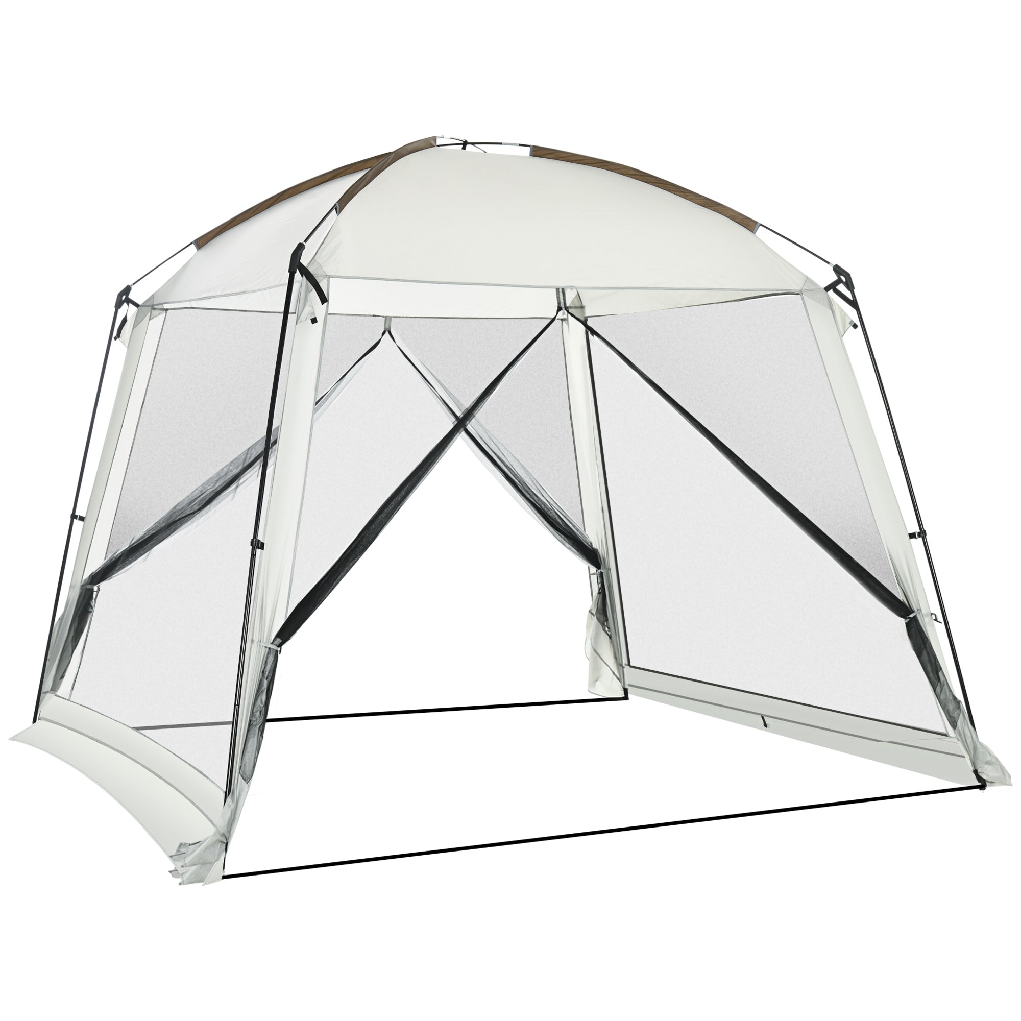 Garden Tent 3x3 m Gazebo for 6-8 People with 4 Mosquito Nets and 2 Doors UV50+ Protection and Transport Bag Camping Tent for Patio Outdoor White