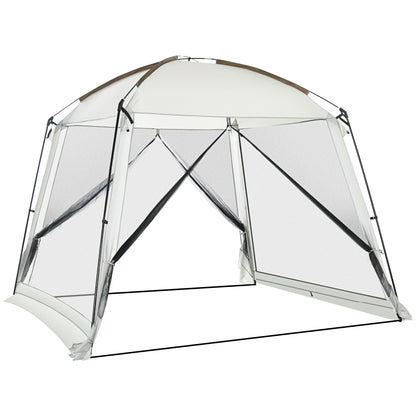 Garden Tent 3x3 m Gazebo for 6-8 People with 4 Mosquito Nets and 2 Doors UV50+ Protection and Transport Bag Camping Tent for Patio Outdoor White