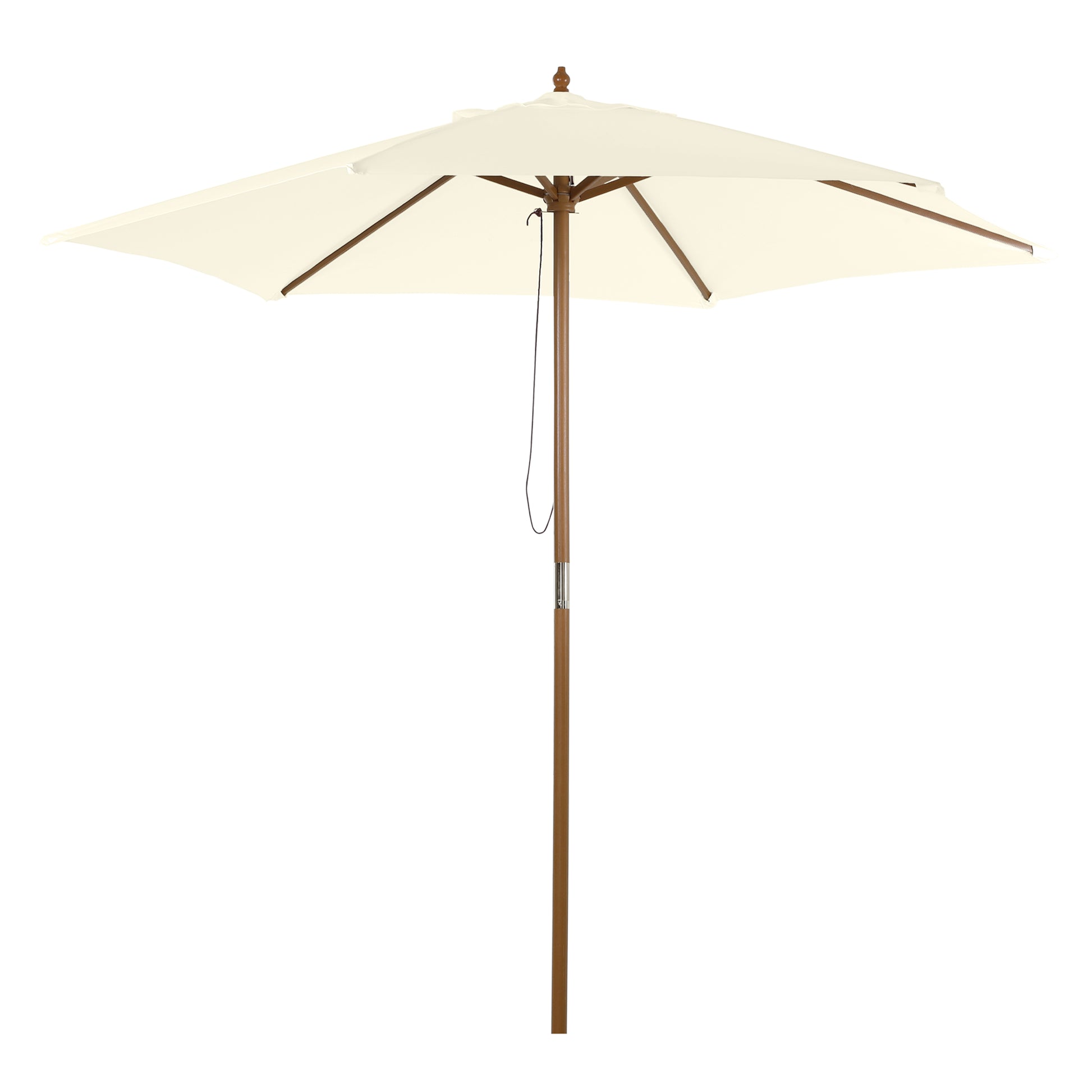 Parasol Ø 250 cm, Parasol with pulley mechanism Balcony beach umbrella made of bamboo windproof Market umbrella Sun protection for balcony terrace garden, White