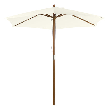Parasol Ø 250 cm, Parasol with pulley mechanism Balcony beach umbrella made of bamboo windproof Market umbrella Sun protection for balcony terrace garden, White