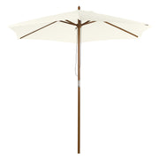 Parasol Ø 250 cm, Parasol with pulley mechanism Balcony beach umbrella made of bamboo windproof Market umbrella Sun protection for balcony terrace garden, White