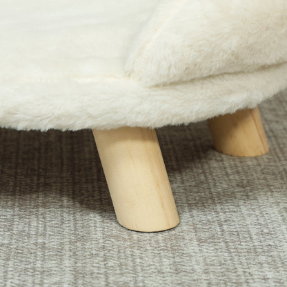 Dog Sofa, Dog Bed, Pet Sofa with Elevated Design, Dog Couch, Cat Sofa, Dog Chair with Wooden Legs, Flannel, Cream, 47 x 40 x 20 cm