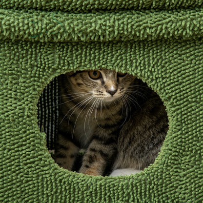 Cactus Design Cat Scratching Tree Height 67 cm Cat Tower with Bed Plush House Sisal Post and Hanging Ball 68x30x67 cm Green