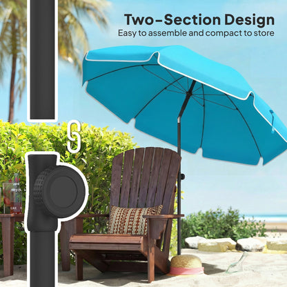 Beach Umbrella Ø150 cm (59 in) — Water-Resistant, Adjustable Tilt & Height, Sand Anchor, Foldable with Carry Bag — Blue