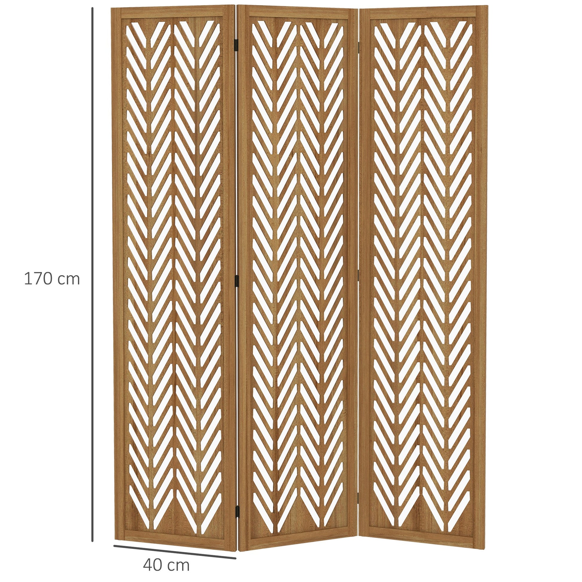 3-Panel Foldable Room Divider 120x1.7x170 cm Natural Wood Geometric Pattern Room Partition for Office Bedroom