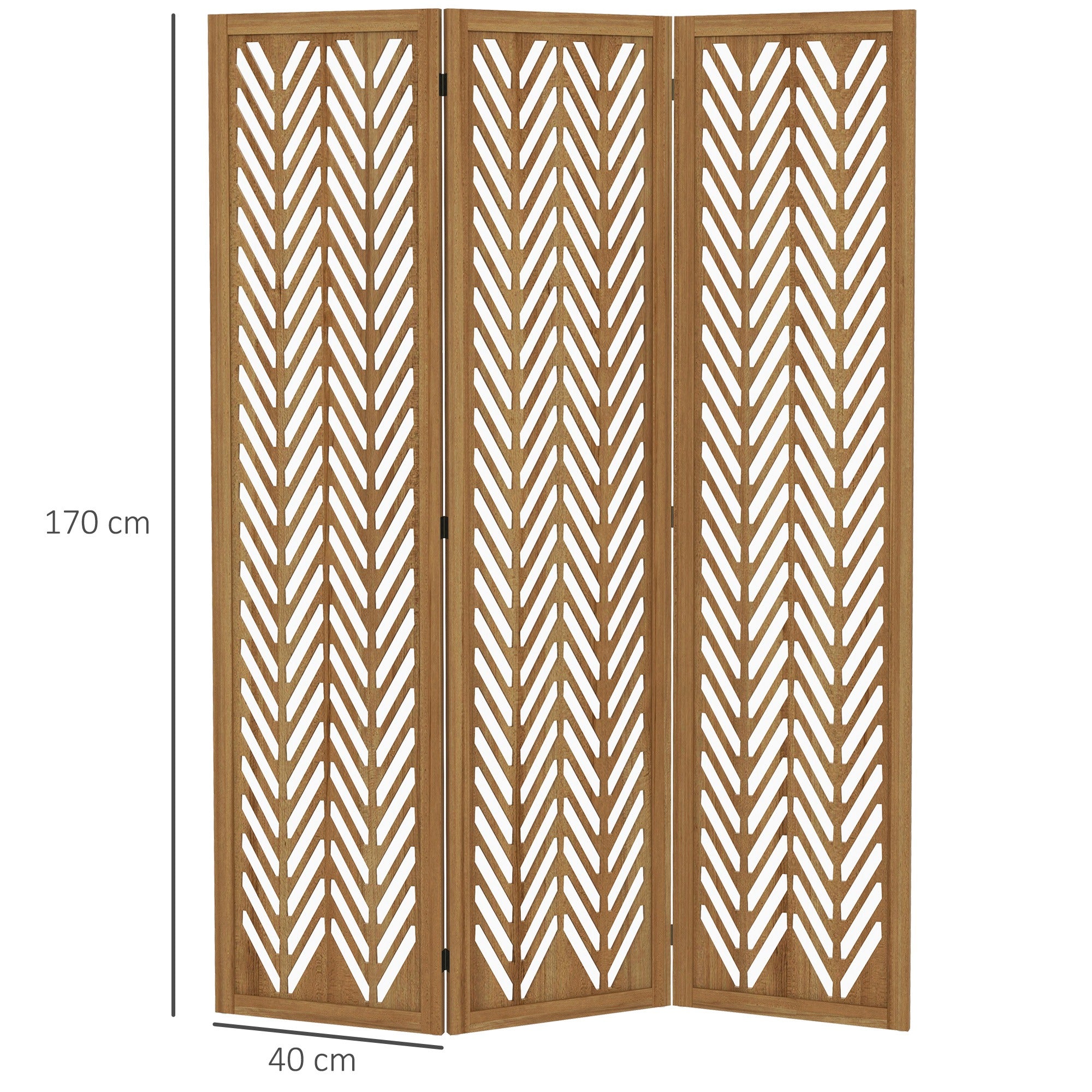 3-Panel Foldable Room Divider 120x1.7x170 cm Natural Wood Geometric Pattern Room Partition for Office Bedroom