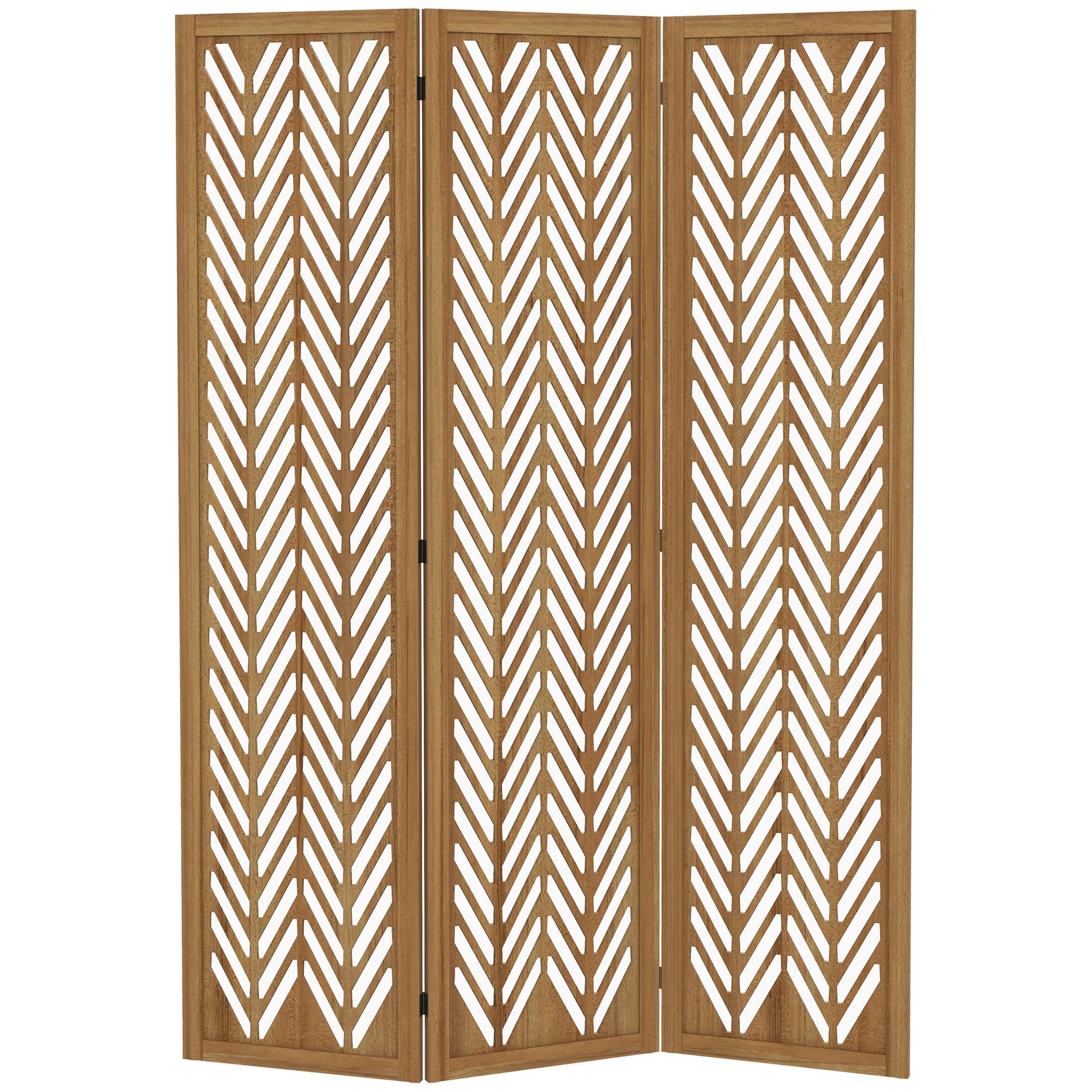 3-Panel Foldable Room Divider 120x1.7x170 cm Natural Wood Geometric Pattern Room Partition for Office Bedroom