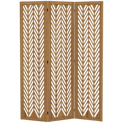 3-Panel Foldable Room Divider 120x1.7x170 cm Natural Wood Geometric Pattern Room Partition for Office Bedroom