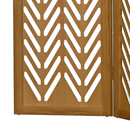 3-Panel Foldable Room Divider 120x1.7x170 cm Natural Wood Geometric Pattern Room Partition for Office Bedroom