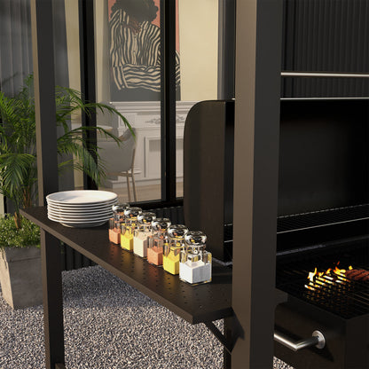 BBQ Pavilion 233 x 110 x 235 cm Windproof Garden Pavilion with Double Roof, Shelves, Garden Pavilion with UV Protection, BBQ Pavilion made of Steel, Garden Tent BBQ Tent for Party BBQ, Dark Grey