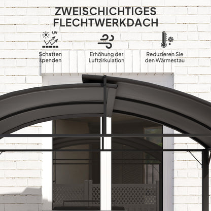 BBQ Pavilion 233 x 110 x 235 cm Windproof Garden Pavilion with Double Roof, Shelves, Garden Pavilion with UV Protection, BBQ Pavilion made of Steel, Garden Tent BBQ Tent for Party BBQ, Dark Grey