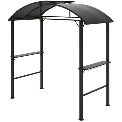 BBQ Pavilion 233 x 110 x 235 cm Windproof Garden Pavilion with Double Roof, Shelves, Garden Pavilion with UV Protection, BBQ Pavilion made of Steel, Garden Tent BBQ Tent for Party BBQ, Dark Grey