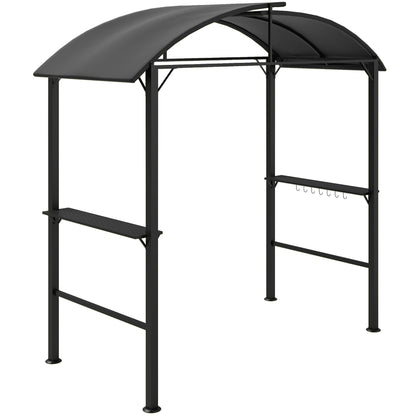 BBQ Pavilion 233 x 110 x 235 cm Windproof Garden Pavilion with Double Roof, Shelves, Garden Pavilion with UV Protection, BBQ Pavilion made of Steel, Garden Tent BBQ Tent for Party BBQ, Dark Grey