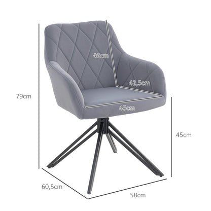 Dining Chair Upholstered Chair with Armrest Kitchen Chair Living Room Chair Velvet Retro Design Steel Gray 58 x 60.5 x 79 cm