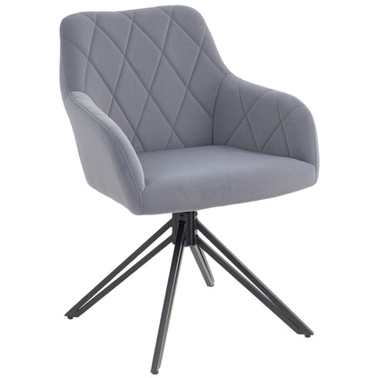 Dining Chair Upholstered Chair with Armrest Kitchen Chair Living Room Chair Velvet Retro Design Steel Gray 58 x 60.5 x 79 cm