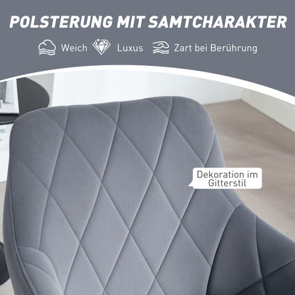 Dining Chair Upholstered Chair with Armrest Kitchen Chair Living Room Chair Velvet Retro Design Steel Gray 58 x 60.5 x 79 cm