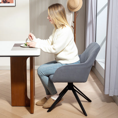 Dining Chair Upholstered Chair with Armrest Kitchen Chair Living Room Chair Velvet Retro Design Steel Gray 58 x 60.5 x 79 cm