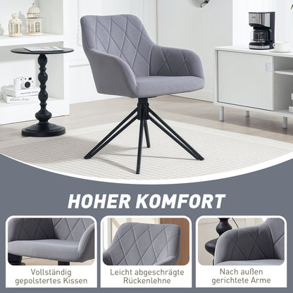Dining Chair Upholstered Chair with Armrest Kitchen Chair Living Room Chair Velvet Retro Design Steel Gray 58 x 60.5 x 79 cm
