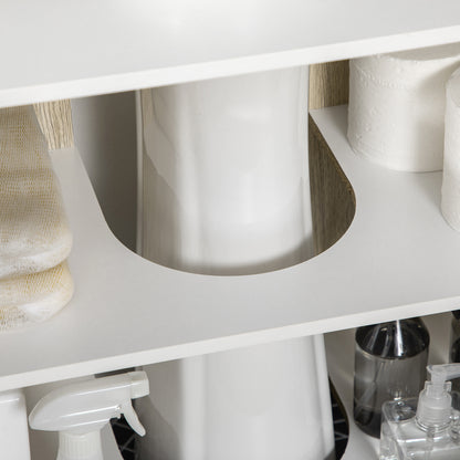 Under-Sink Cabinet Bathroom Storage Cabinet for Modern Basin Stand Metal Legs Double Door 60 x 30 x 60 cm - White and Wood Color