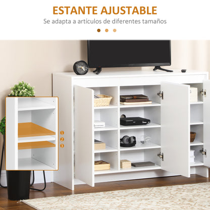 Modern Kitchen Sideboard Sideboard with 3 Doors Adjustable Shelves and Soft Close TV Stand 120x35x85 cm White